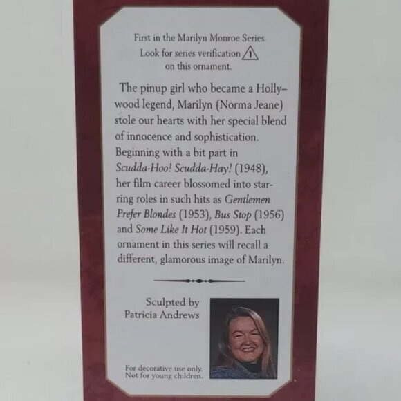 Hallmark 1997 Marilyn Monroe Ornament 1st in Series in box - Picture 3 of 3